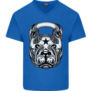 Pitbull Kettlebell Gym Training Top Workout Mens V-Neck Cotton T-Shirt Royal Blue