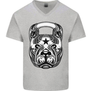 Pitbull Kettlebell Gym Training Top Workout Mens V-Neck Cotton T-Shirt Sports Grey