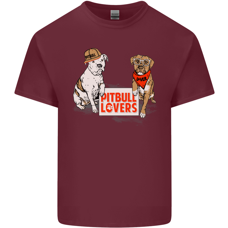 Pitbull Lovers Funny Dog Valentine's Day Mens Cotton T-Shirt Tee Top Maroon