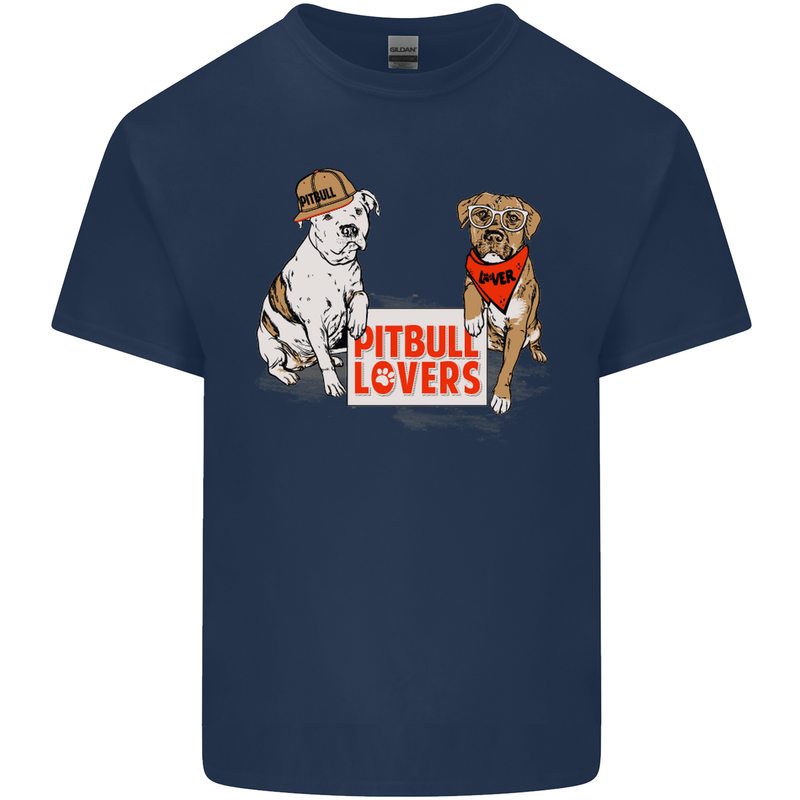 Pitbull Lovers Funny Dog Valentine's Day Mens Cotton T-Shirt Tee Top Navy Blue