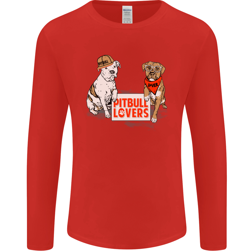Pitbull Lovers Funny Dog Valentine's Day Mens Long Sleeve T-Shirt Red
