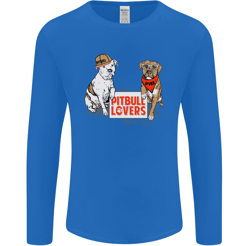 Pitbull Lovers Funny Dog Valentine's Day Mens Long Sleeve T-Shirt Royal Blue