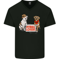 Pitbull Lovers Funny Dog Valentine's Day Mens V-Neck Cotton T-Shirt Black