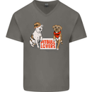 Pitbull Lovers Funny Dog Valentine's Day Mens V-Neck Cotton T-Shirt Charcoal