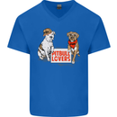 Pitbull Lovers Funny Dog Valentine's Day Mens V-Neck Cotton T-Shirt Royal Blue