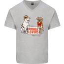 Pitbull Lovers Funny Dog Valentine's Day Mens V-Neck Cotton T-Shirt Sports Grey