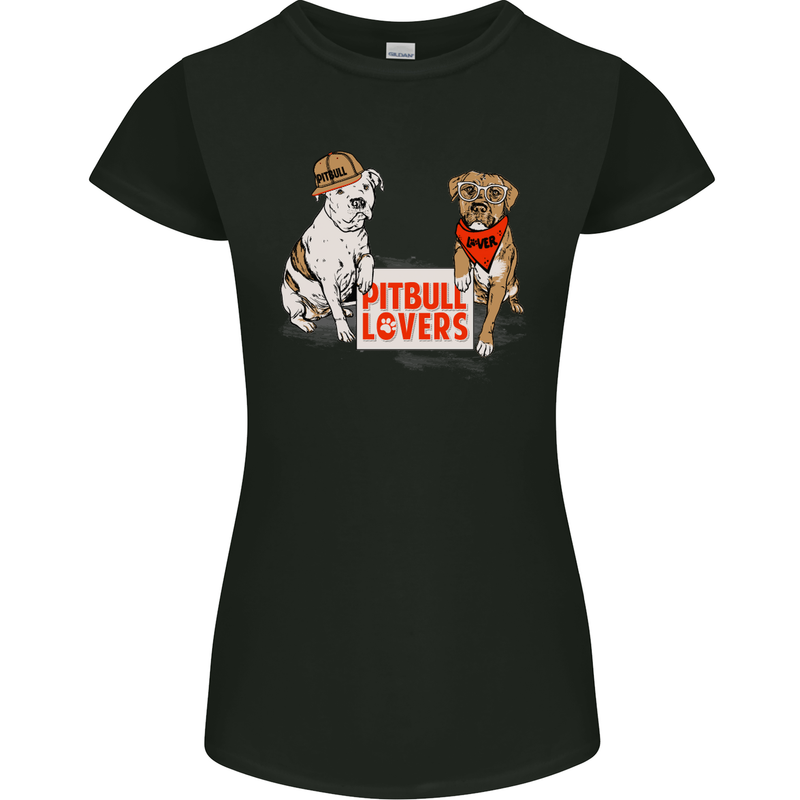 Pitbull Lovers Funny Dog Valentine's Day Womens Petite Cut T-Shirt Black