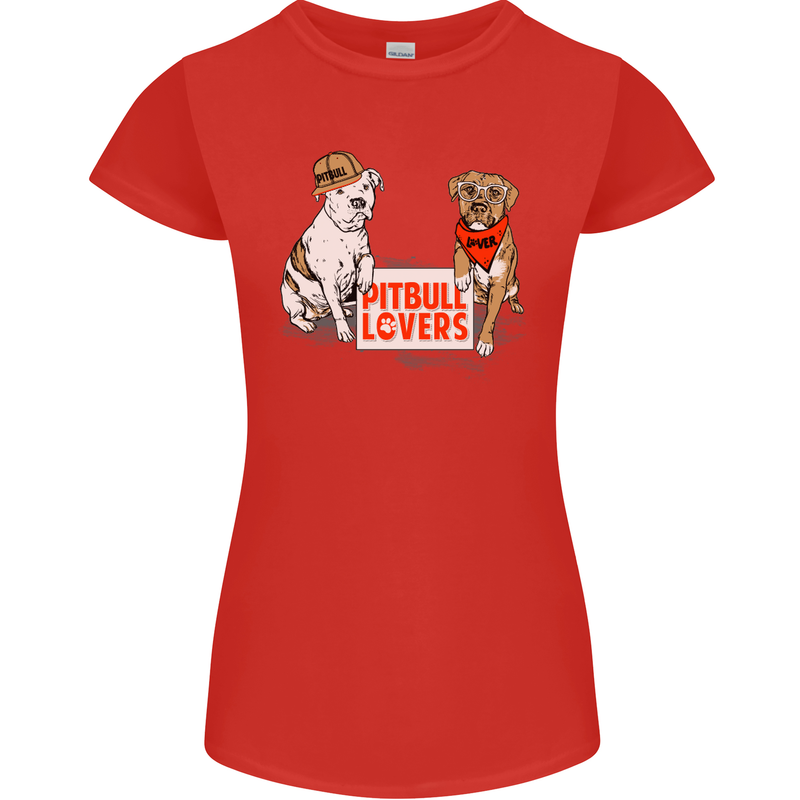 Pitbull Lovers Funny Dog Valentine's Day Womens Petite Cut T-Shirt Red
