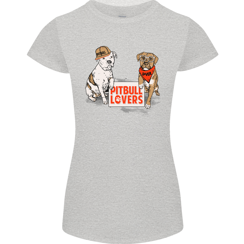 Pitbull Lovers Funny Dog Valentine's Day Womens Petite Cut T-Shirt Sports Grey