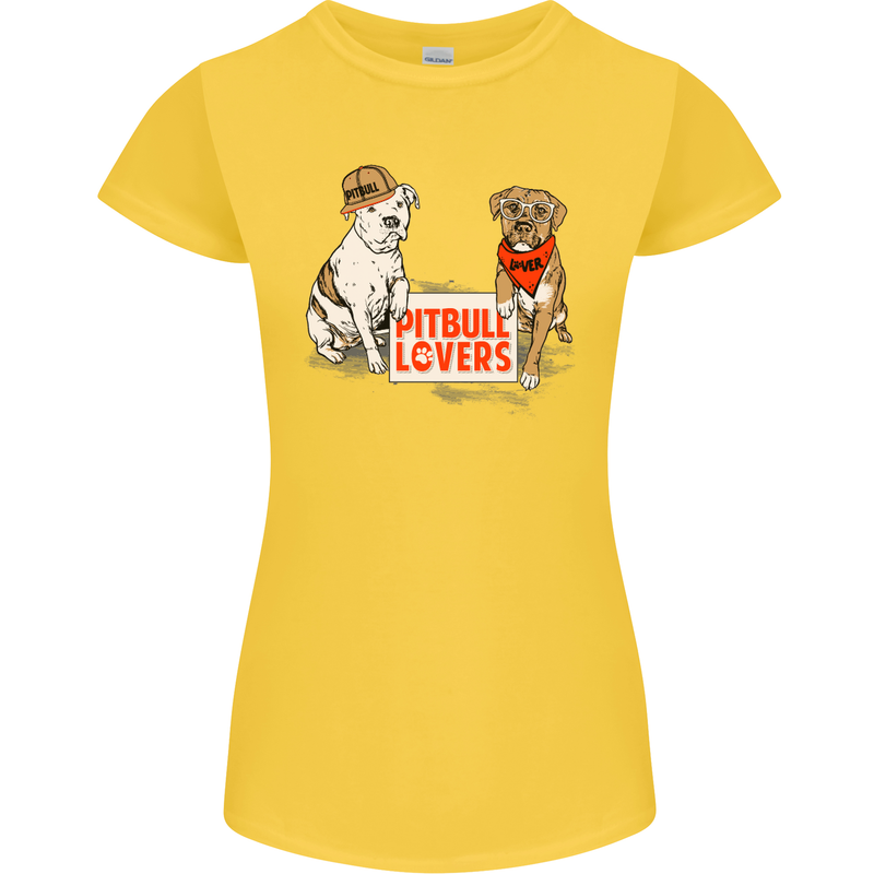 Pitbull Lovers Funny Dog Valentine's Day Womens Petite Cut T-Shirt Yellow
