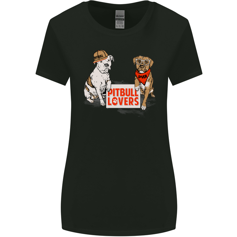 Pitbull Lovers Funny Dog Valentine's Day Womens Wider Cut T-Shirt Black