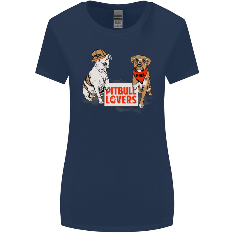 Pitbull Lovers Funny Dog Valentine's Day Womens Wider Cut T-Shirt Navy Blue