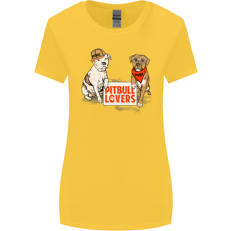 Pitbull Lovers Funny Dog Valentine's Day Womens Wider Cut T-Shirt Yellow