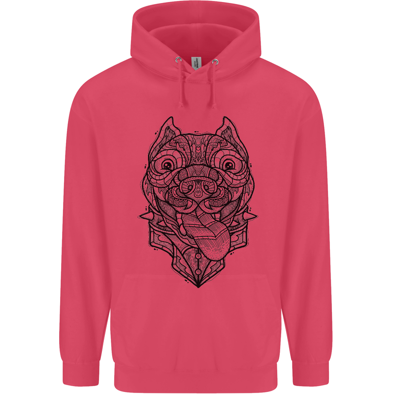 Pitbull Mandala Art Dog Lover Childrens Kids Hoodie Heliconia