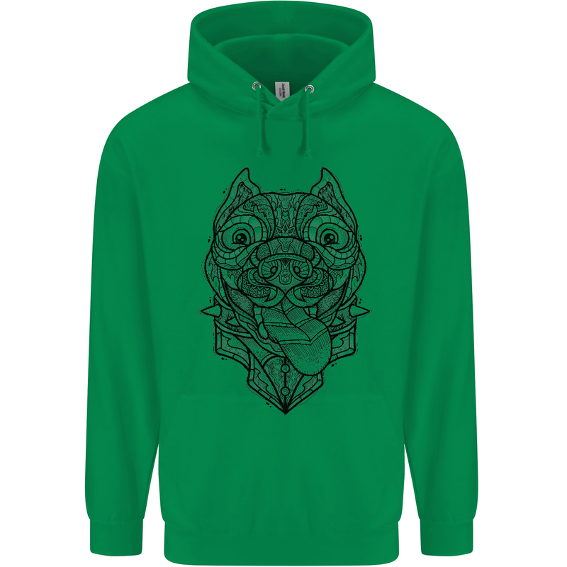 Pitbull Mandala Art Dog Lover Childrens Kids Hoodie Irish Green