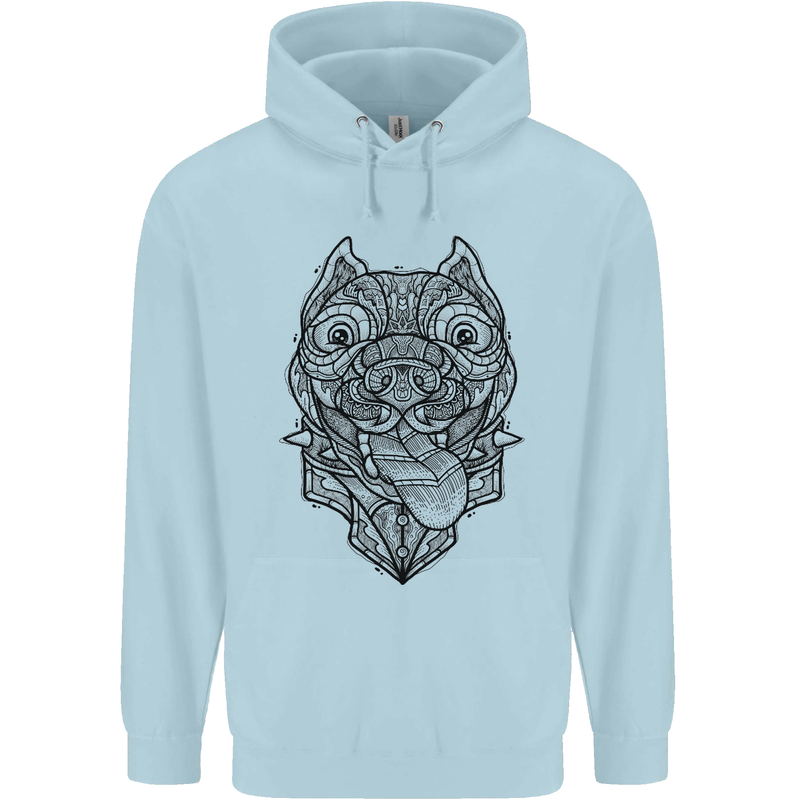 Pitbull Mandala Art Dog Lover Childrens Kids Hoodie Light Blue