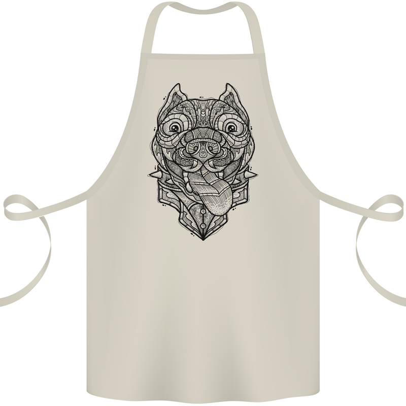 Pitbull Mandala Art Dog Lover Cotton Apron 100% Organic Natural