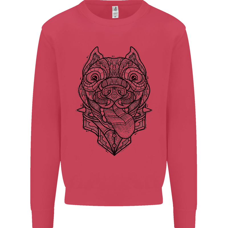 Pitbull Mandala Art Dog Lover Kids Sweatshirt Jumper Heliconia