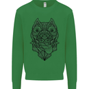 Pitbull Mandala Art Dog Lover Kids Sweatshirt Jumper Irish Green