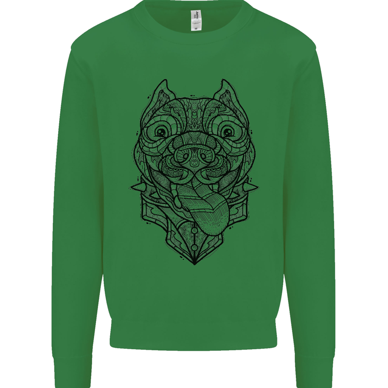 Pitbull Mandala Art Dog Lover Kids Sweatshirt Jumper Irish Green