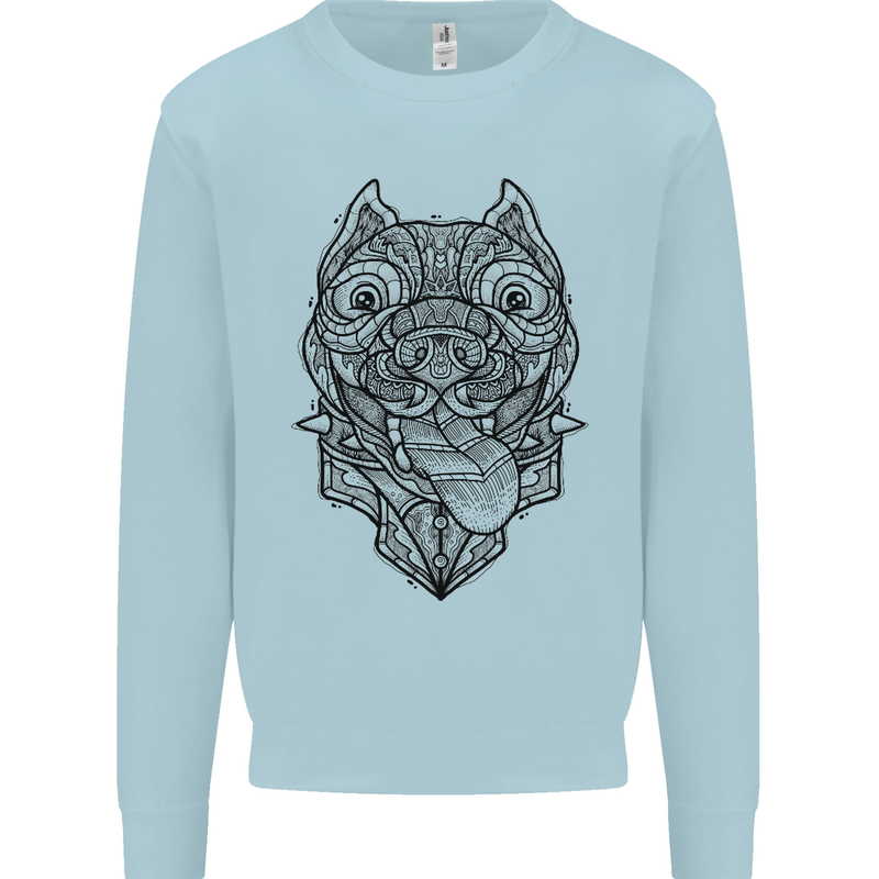 Pitbull Mandala Art Dog Lover Kids Sweatshirt Jumper Light Blue