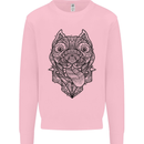 Pitbull Mandala Art Dog Lover Kids Sweatshirt Jumper Light Pink