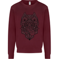Pitbull Mandala Art Dog Lover Kids Sweatshirt Jumper Maroon