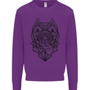 Pitbull Mandala Art Dog Lover Kids Sweatshirt Jumper Purple