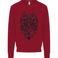 Pitbull Mandala Art Dog Lover Kids Sweatshirt Jumper Red