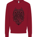 Pitbull Mandala Art Dog Lover Kids Sweatshirt Jumper Red