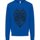 Pitbull Mandala Art Dog Lover Kids Sweatshirt Jumper Royal Blue