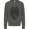 Pitbull Mandala Art Dog Lover Kids Sweatshirt Jumper Storm Grey
