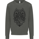 Pitbull Mandala Art Dog Lover Kids Sweatshirt Jumper Storm Grey