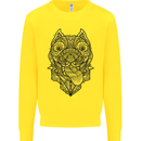 Pitbull Mandala Art Dog Lover Kids Sweatshirt Jumper Yellow