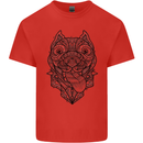 Pitbull Mandala Art Dog Lover Kids T-Shirt Childrens Red