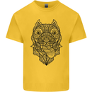 Pitbull Mandala Art Dog Lover Kids T-Shirt Childrens Yellow