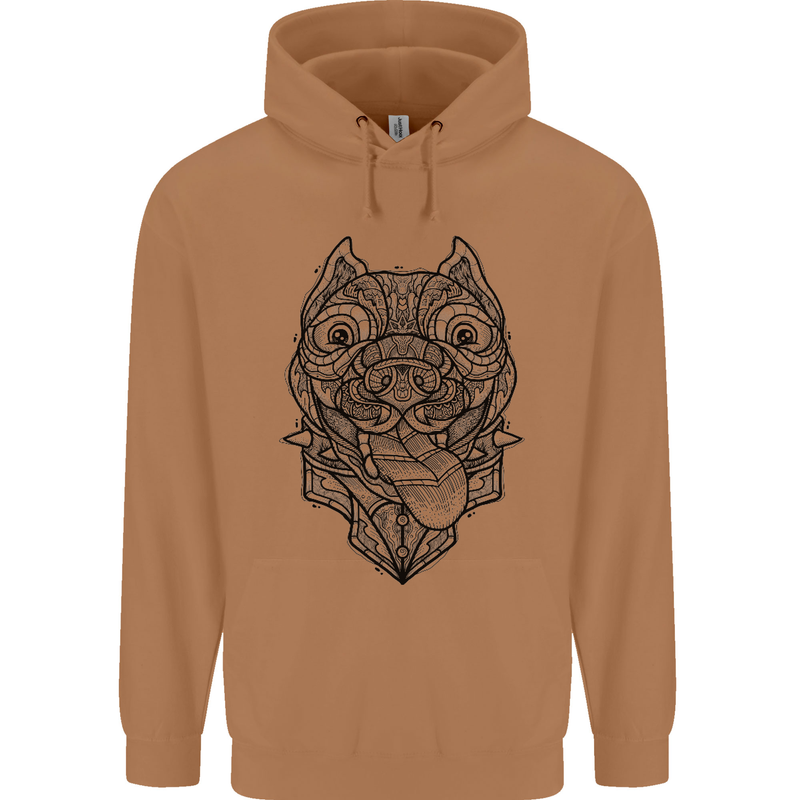 Pitbull Mandala Art Dog Lover Mens 80% Cotton Hoodie Caramel Latte