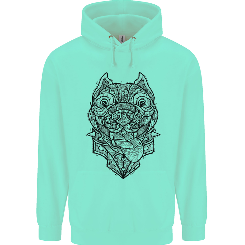Pitbull Mandala Art Dog Lover Mens 80% Cotton Hoodie Peppermint