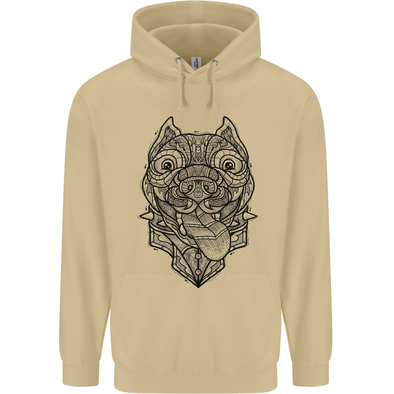 Pitbull Mandala Art Dog Lover Mens 80% Cotton Hoodie Sand