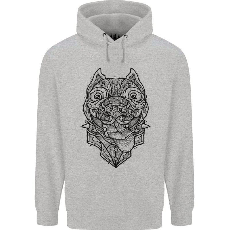 Pitbull Mandala Art Dog Lover Mens 80% Cotton Hoodie Sports Grey