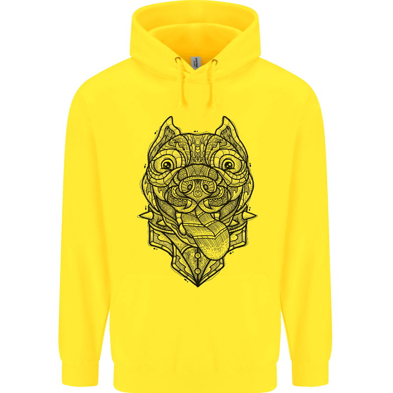 Pitbull Mandala Art Dog Lover Mens 80% Cotton Hoodie Yellow