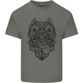 Pitbull Mandala Art Dog Lover Mens Cotton T-Shirt Tee Top Charcoal
