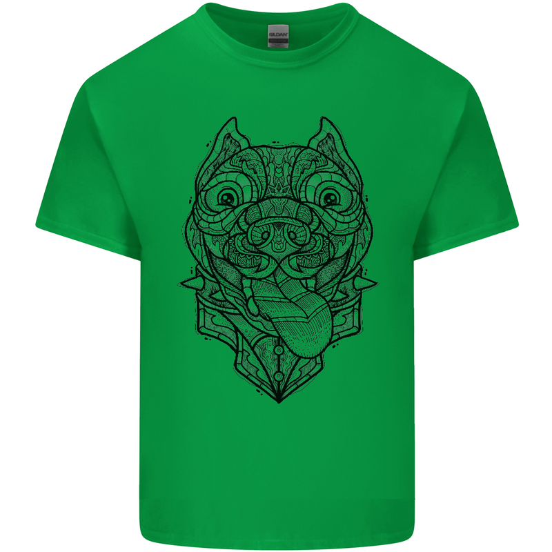 Pitbull Mandala Art Dog Lover Mens Cotton T-Shirt Tee Top Irish Green