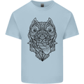 Pitbull Mandala Art Dog Lover Mens Cotton T-Shirt Tee Top Light Blue