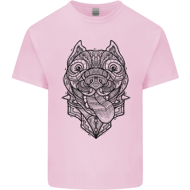 Pitbull Mandala Art Dog Lover Mens Cotton T-Shirt Tee Top Light Pink
