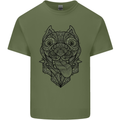 Pitbull Mandala Art Dog Lover Mens Cotton T-Shirt Tee Top Military Green