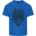Pitbull Mandala Art Dog Lover Mens Cotton T-Shirt Tee Top Royal Blue