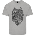 Pitbull Mandala Art Dog Lover Mens Cotton T-Shirt Tee Top Sports Grey