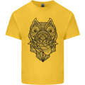 Pitbull Mandala Art Dog Lover Mens Cotton T-Shirt Tee Top Yellow