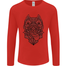 Pitbull Mandala Art Dog Lover Mens Long Sleeve T-Shirt Red